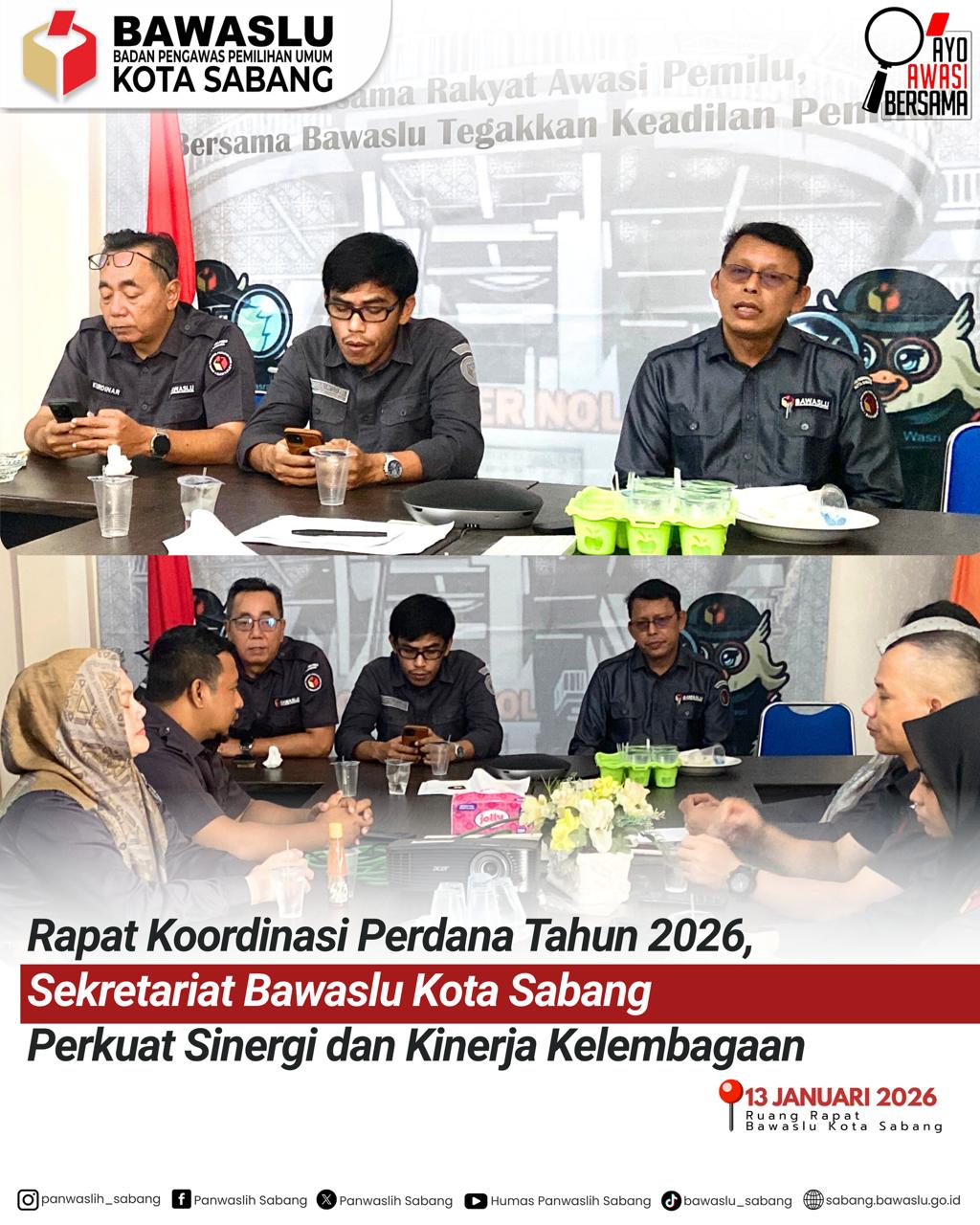 Rapat Awal Tahun, Pimpinan Bawaslu Kota Sabang Evaluasi Kinerja Tahun 2025