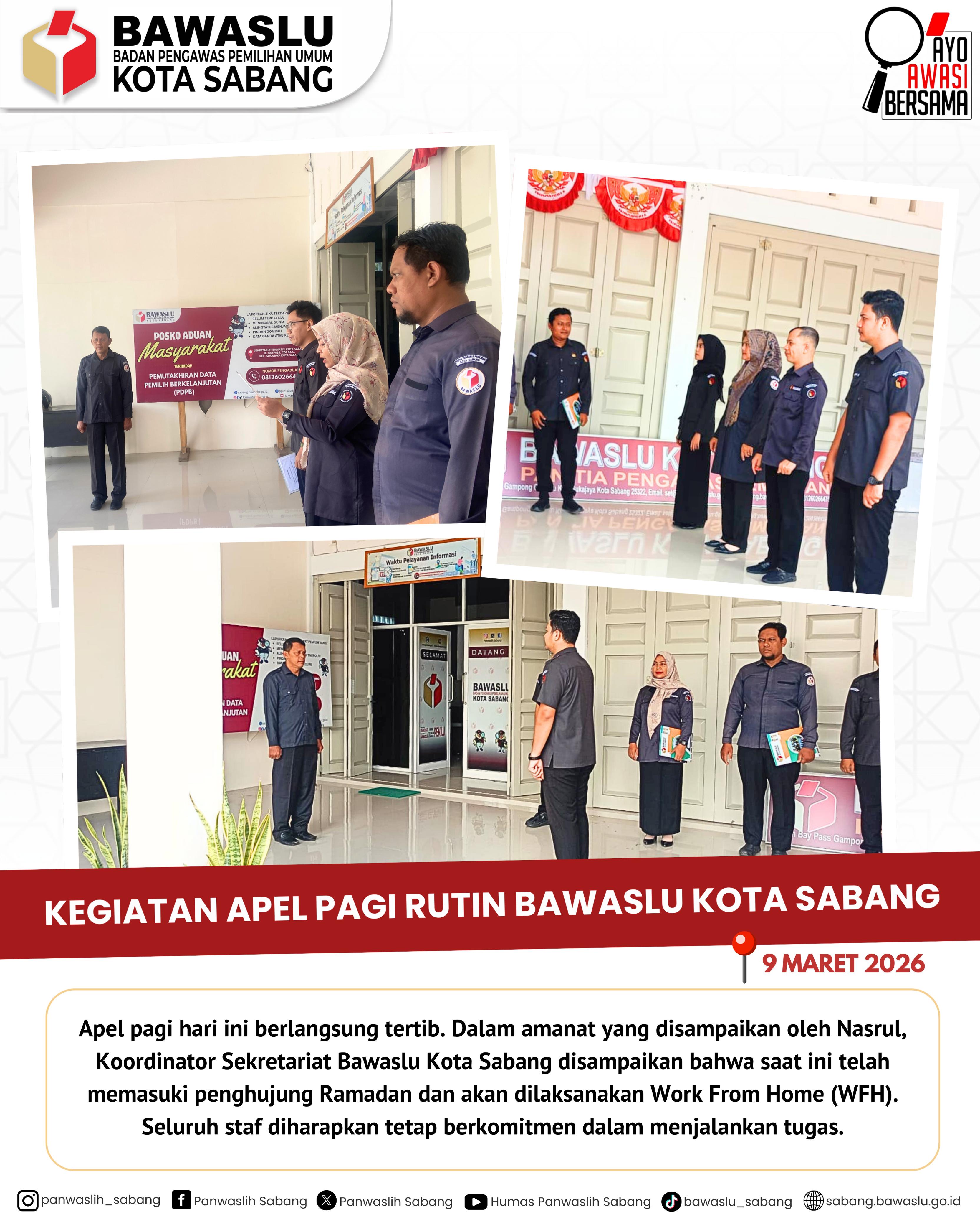 Kegiatan Apel Senin Pagi Bawaslu Kota Sabang