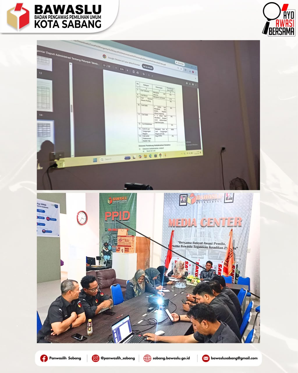 Rapat Internal Jajaran Sekretariat Bawaslu Kota Sabang